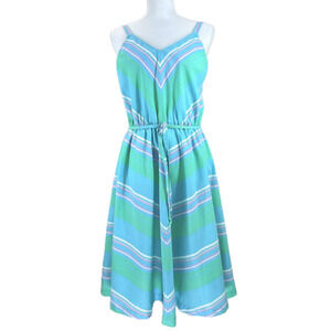 Dash-About Striped Belted Sleeveless Cotton Dress Midi Multicolor Women Size 10
